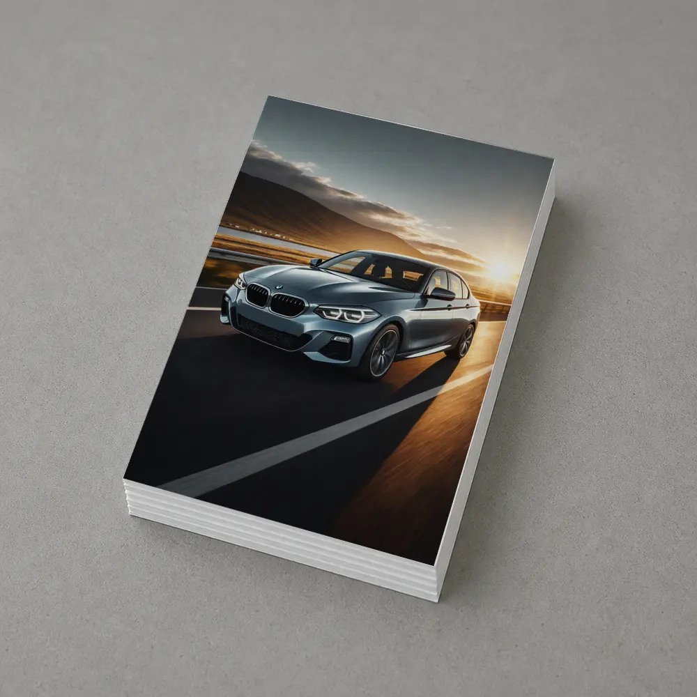 BMW 1 Series Driving at Golden Sunset – Postcards