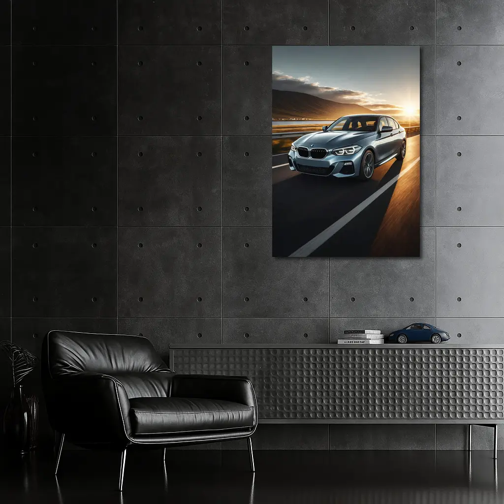 BMW 1 Series Driving at Golden Sunset – Wall Art