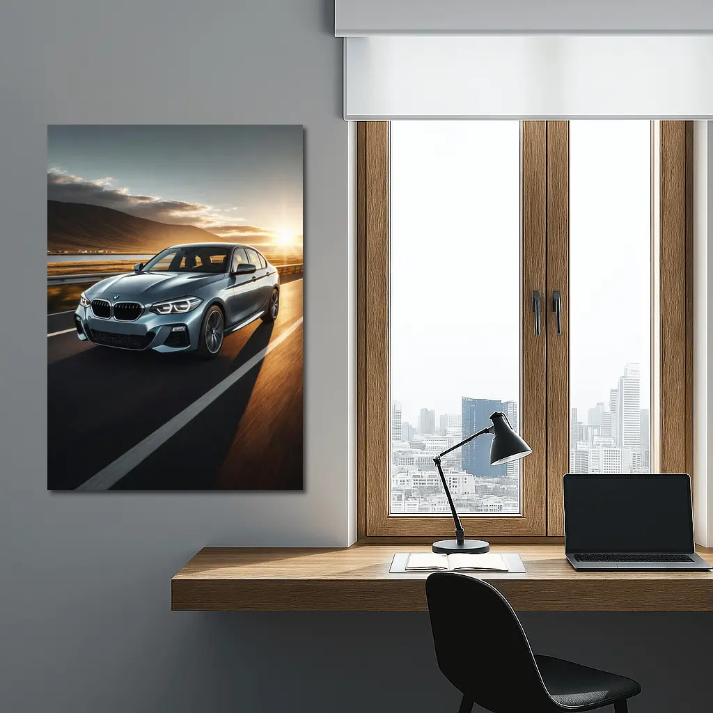 BMW 1 Series Driving at Golden Sunset – Wall Art