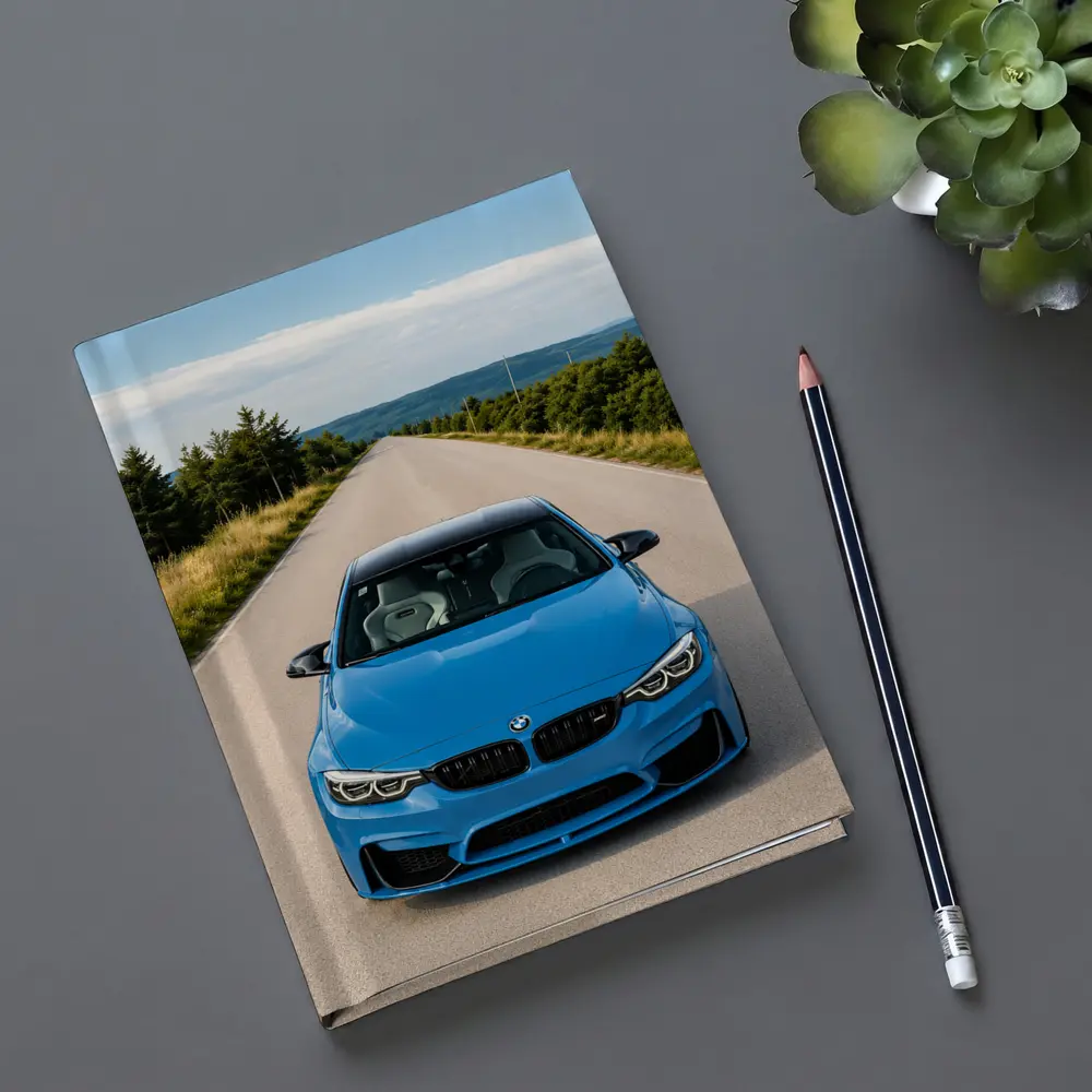 BMW M4 Blue Front View Open Road – Notebooks