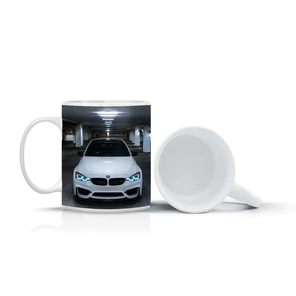 BMW M3 White Front View Parking Garage – Mugs