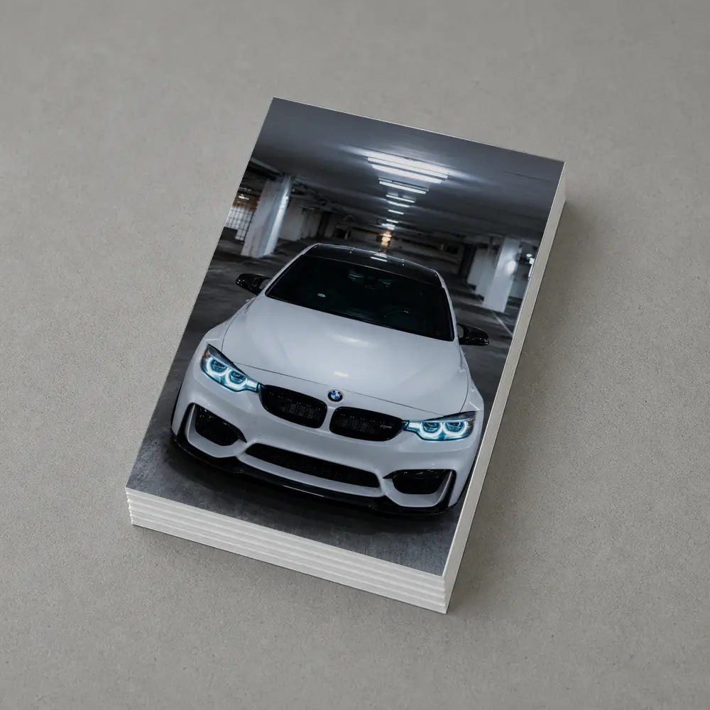 BMW M3 White Front View Parking Garage – Postcards