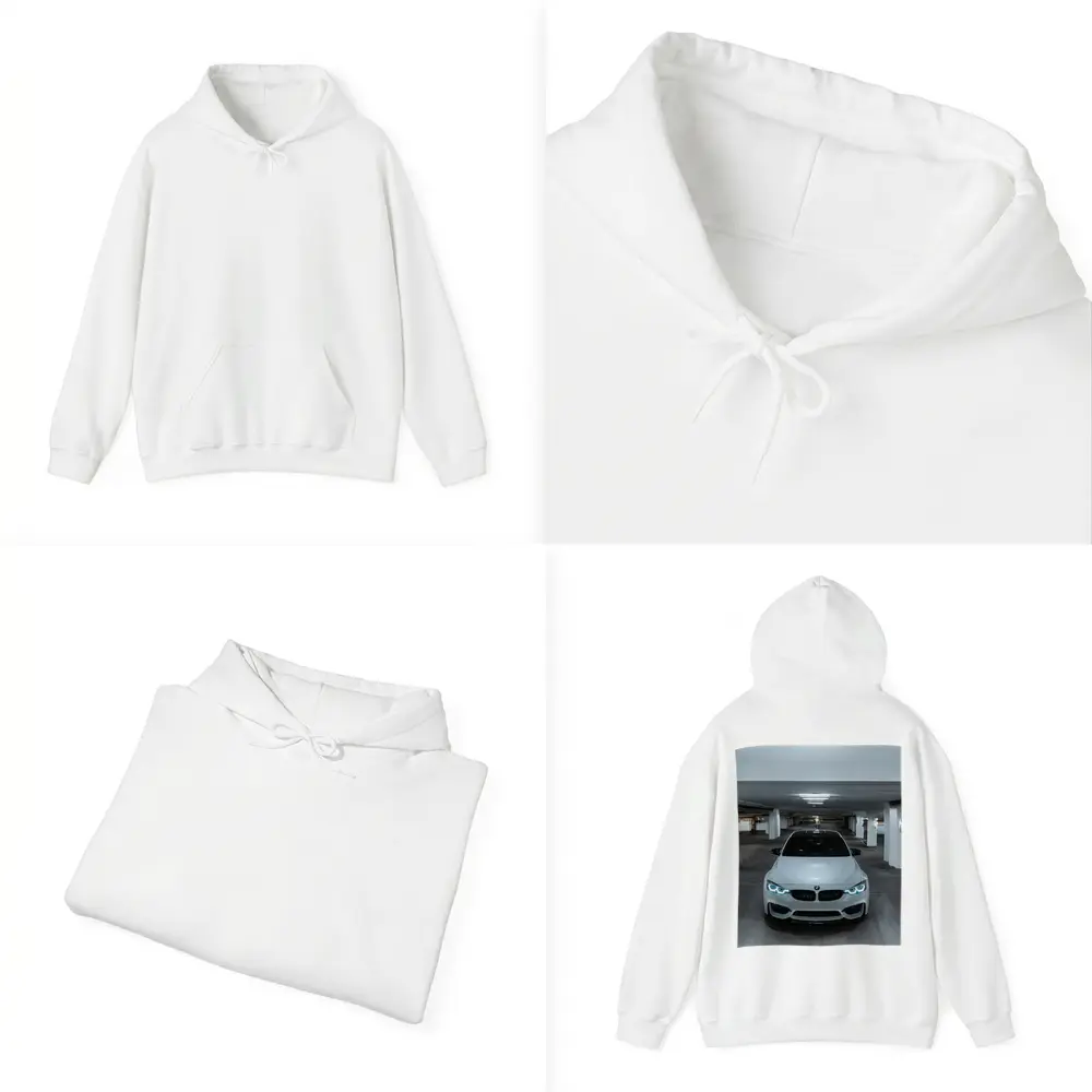 BMW M3 White Parking Garage Front View – Hoodies