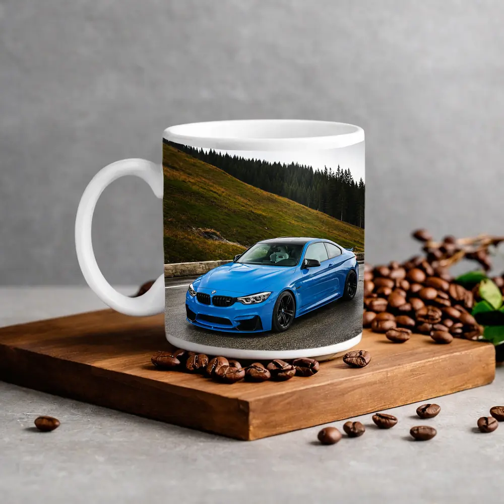 BMW M4 Blue Coupe Mountain Road – Mugs