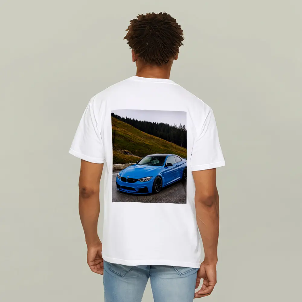 BMW M4 Blue Coupe Mountain Road – T-Shirts