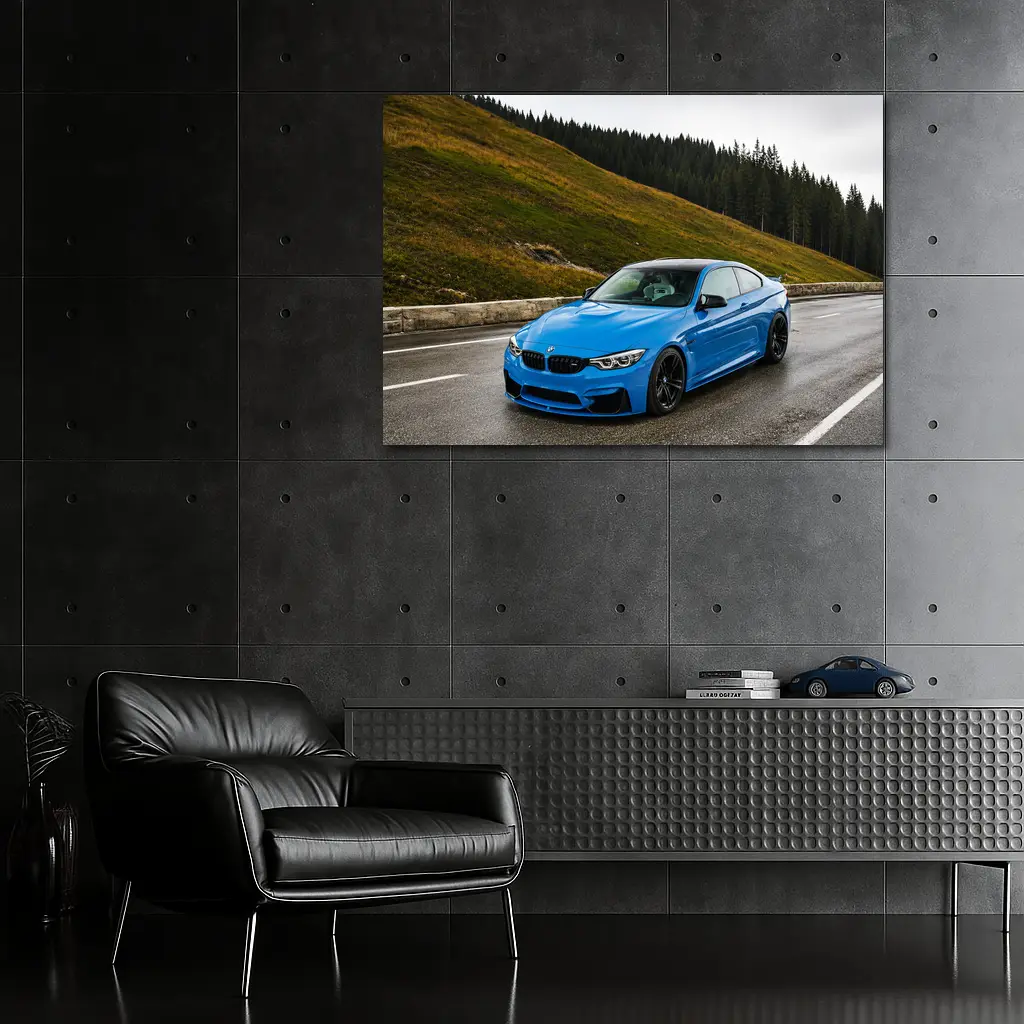 BMW M4 Blue Coupe Mountain Road – Wall Art
