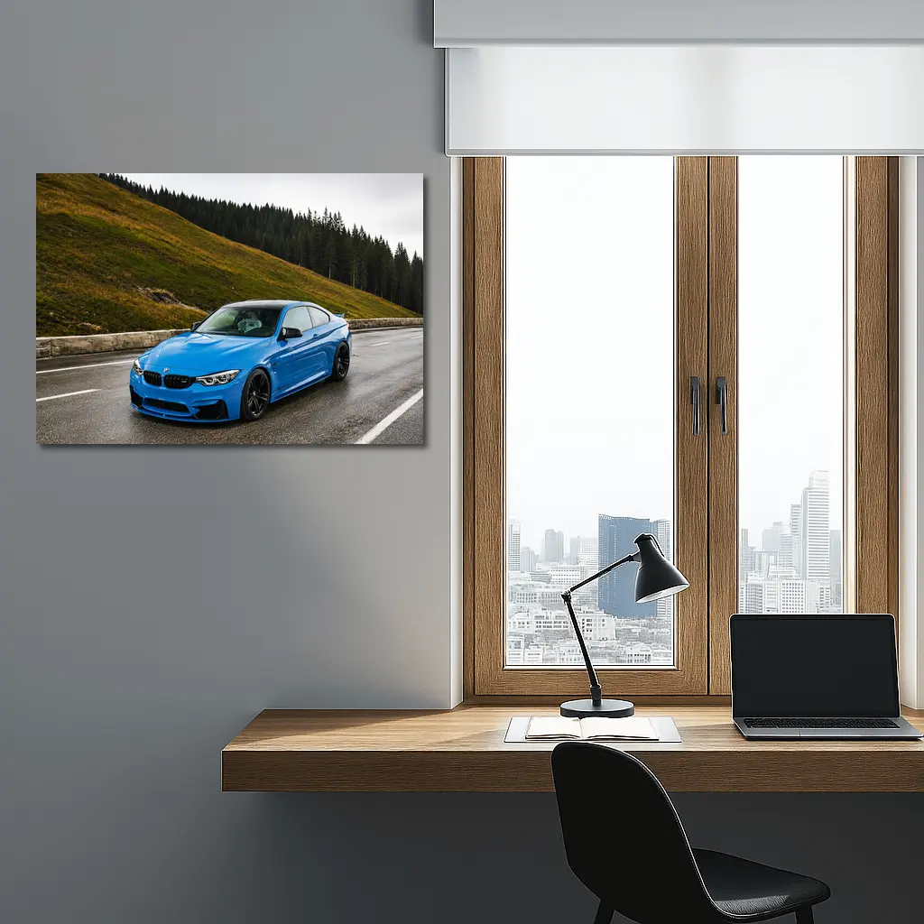 BMW M4 Blue Coupe Mountain Road – Wall Art