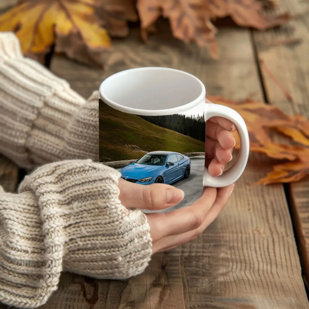 BMW M4 Blue Coupe Mountain Road – Mugs