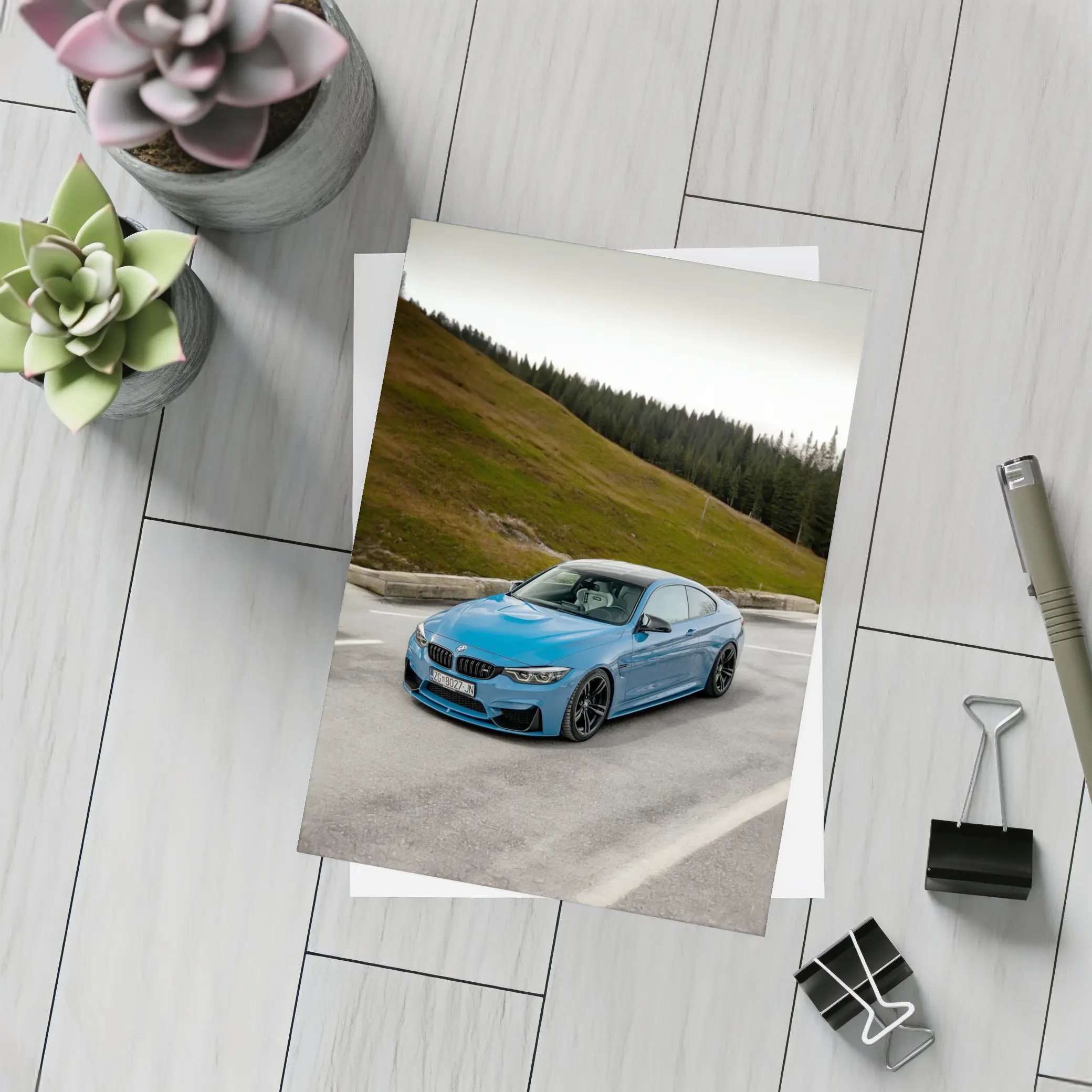 BMW M4 Blue Coupe Mountain Road – Postcards