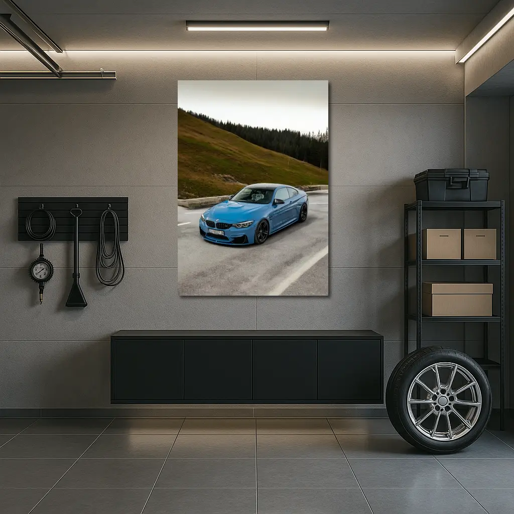 BMW M4 Blue Coupe Mountain Road – Wall Art