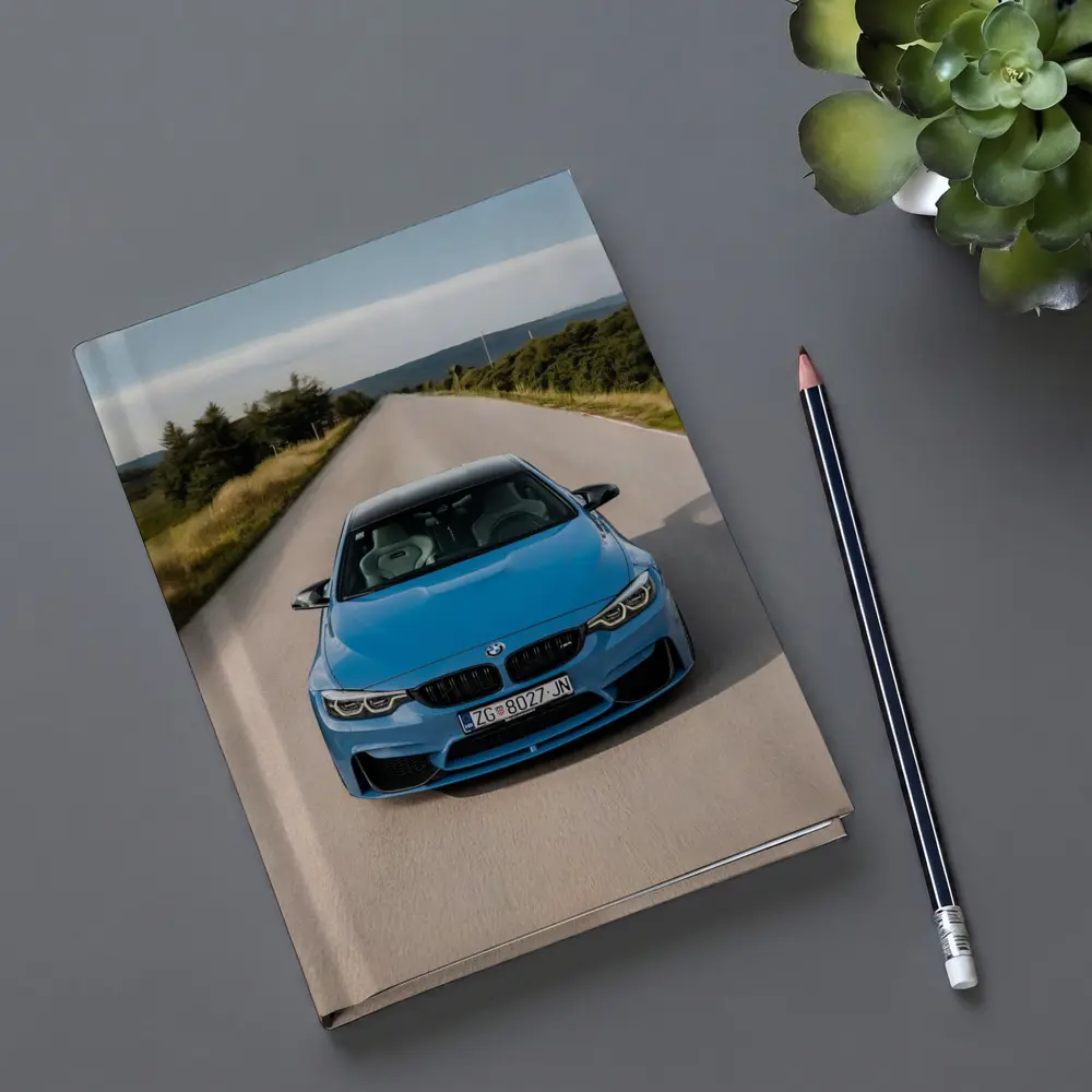 BMW M4 Blue Front View Open Road – Notebooks