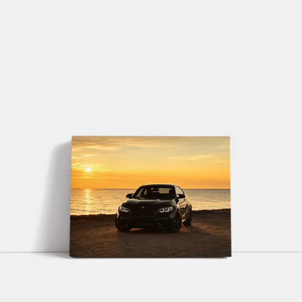 BMW M2 Black Parked By Sunset Sea – Wall Art