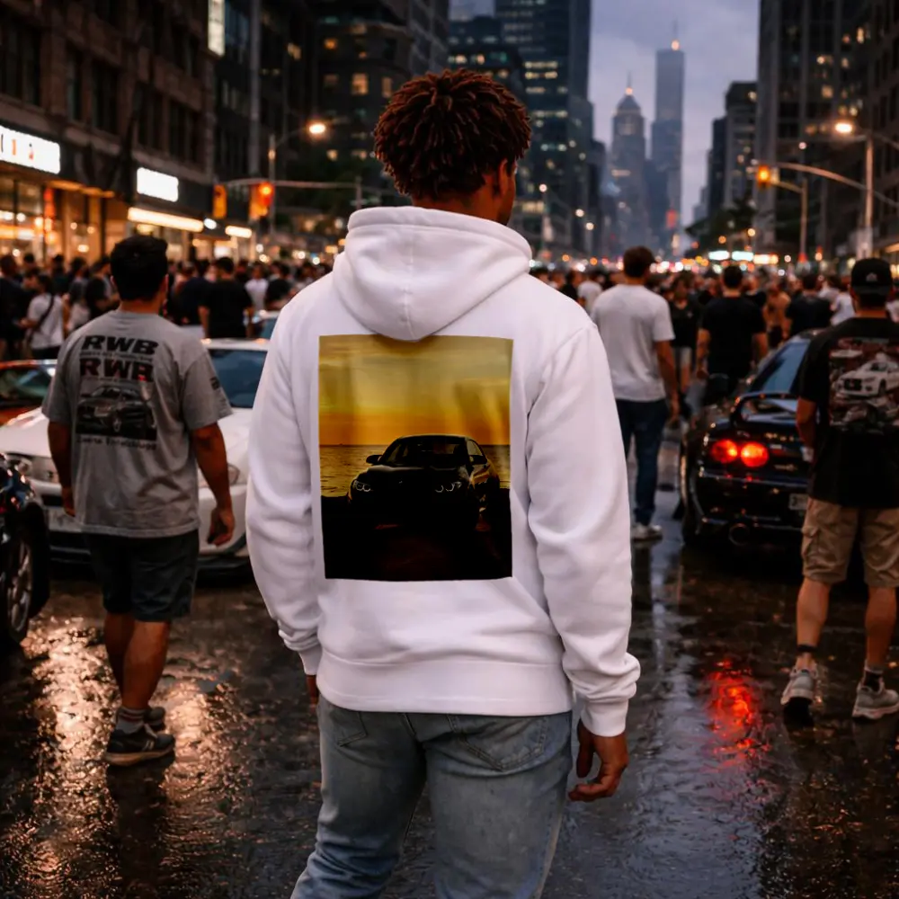 BMW M2 Black Parked By Sunset Sea – Hoodies