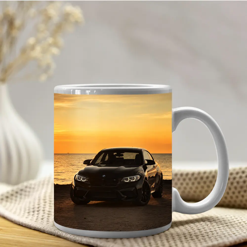 BMW M2 Black Parked By Sunset Sea – Mugs