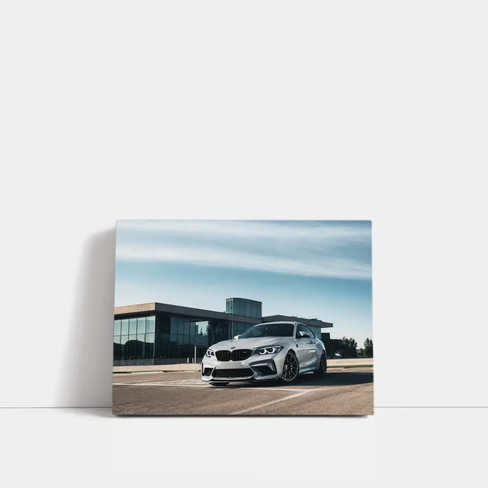 BMW M2 Silver Coupe Urban Building Background – Wall Art