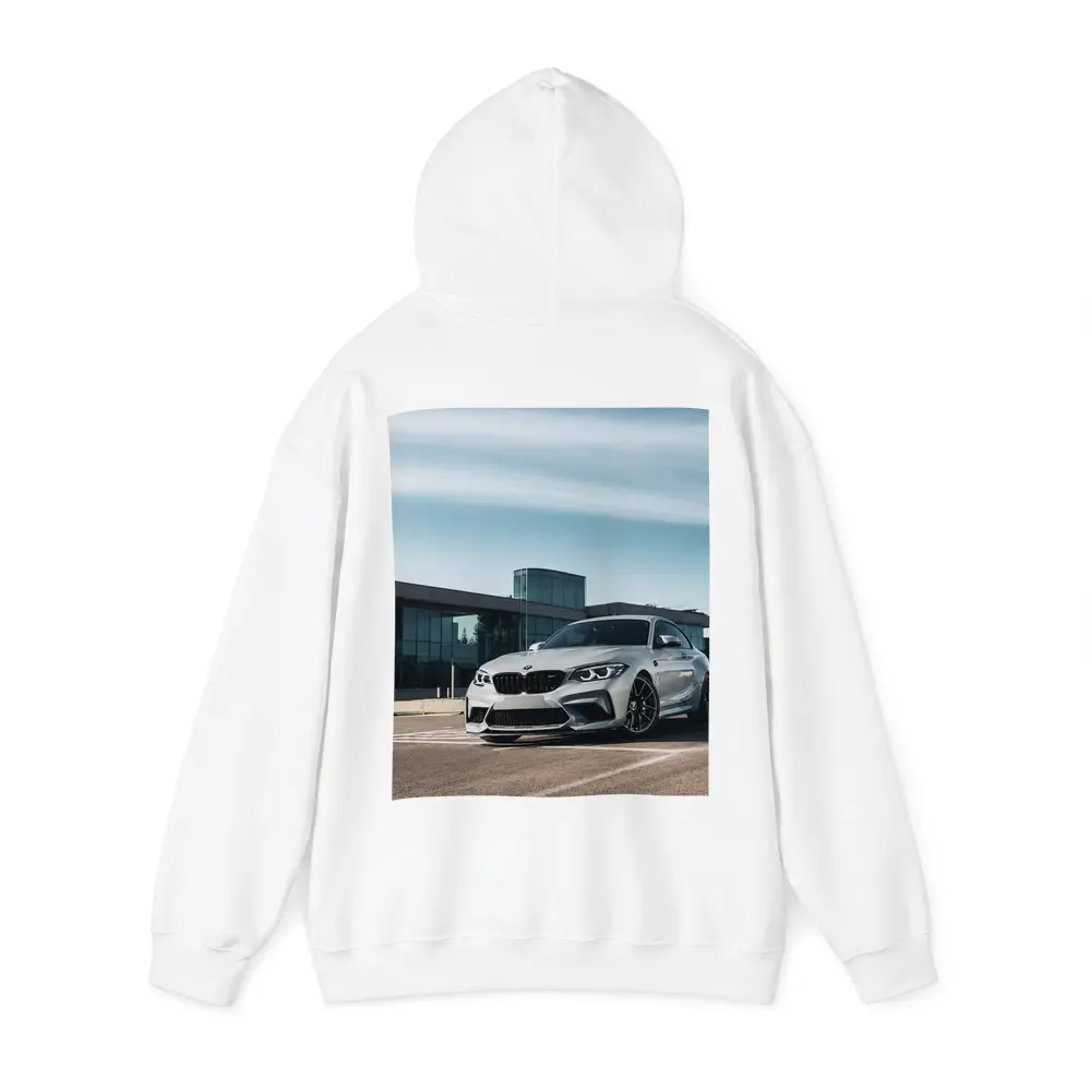 BMW M2 Silver Coupe Urban Building Background – Hoodies