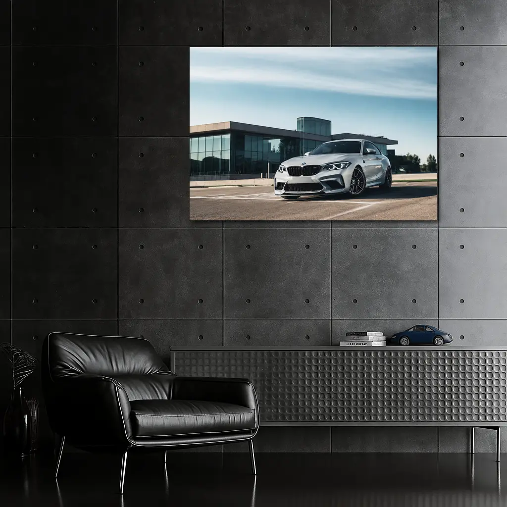 BMW M2 Silver Coupe Urban Building Background – Wall Art