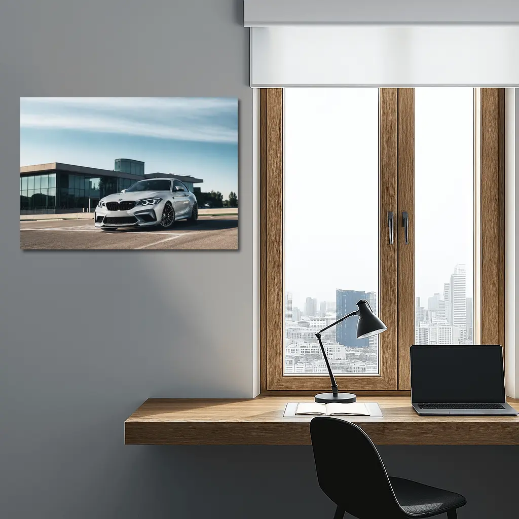 BMW M2 Silver Coupe Urban Building Background – Wall Art
