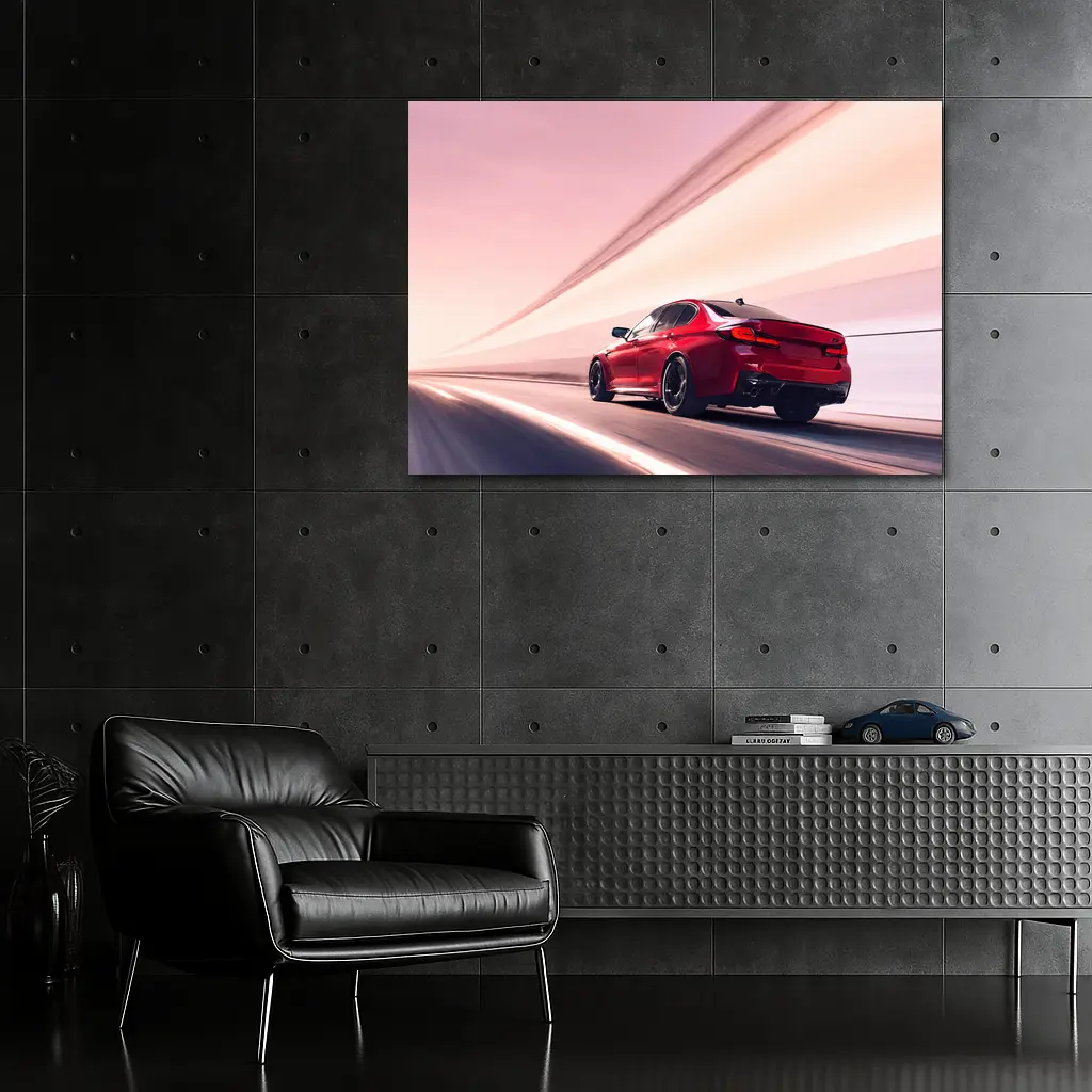BMW M5 Red Speeding Through Tunnel – Wall Art
