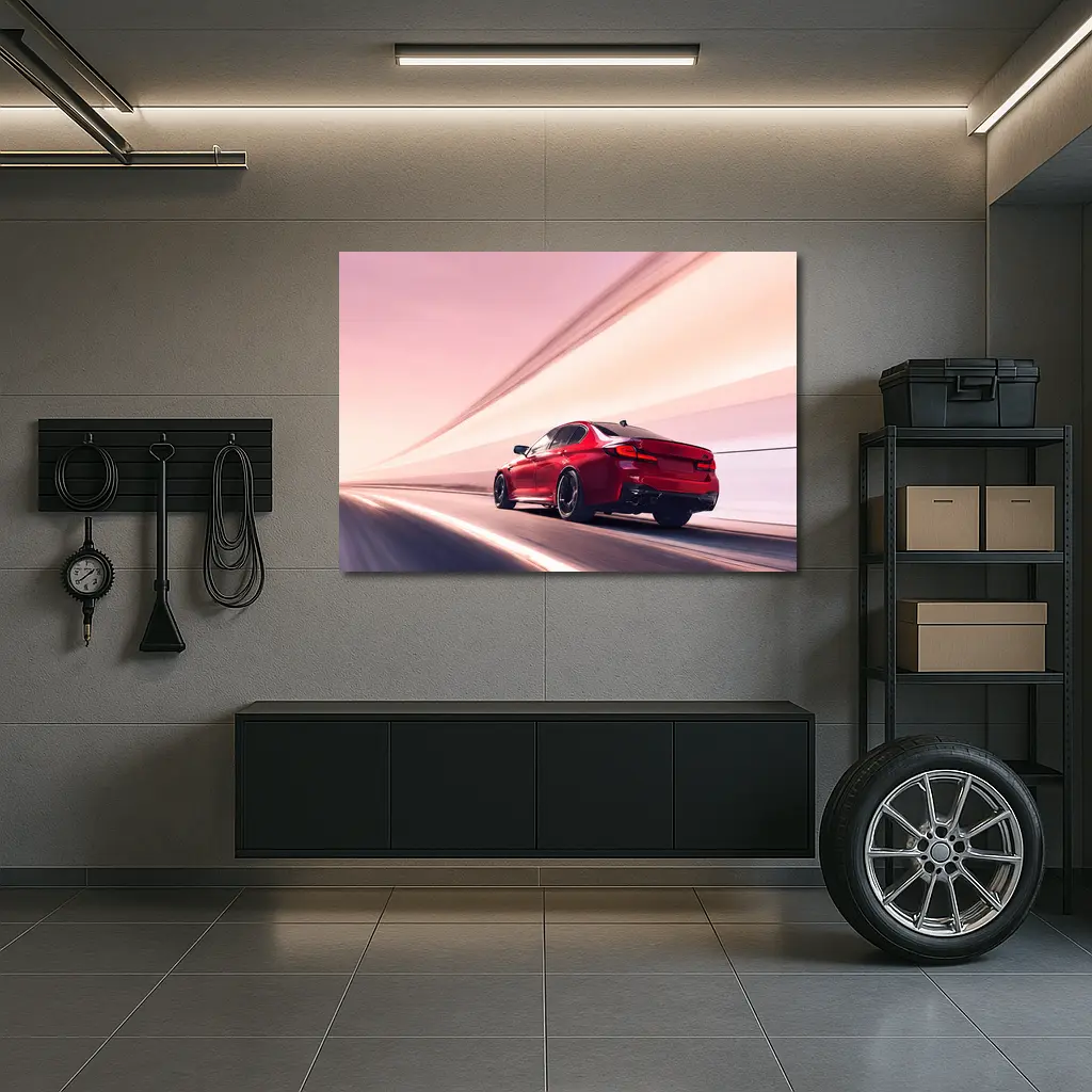 BMW M5 Red Speeding Through Tunnel – Wall Art