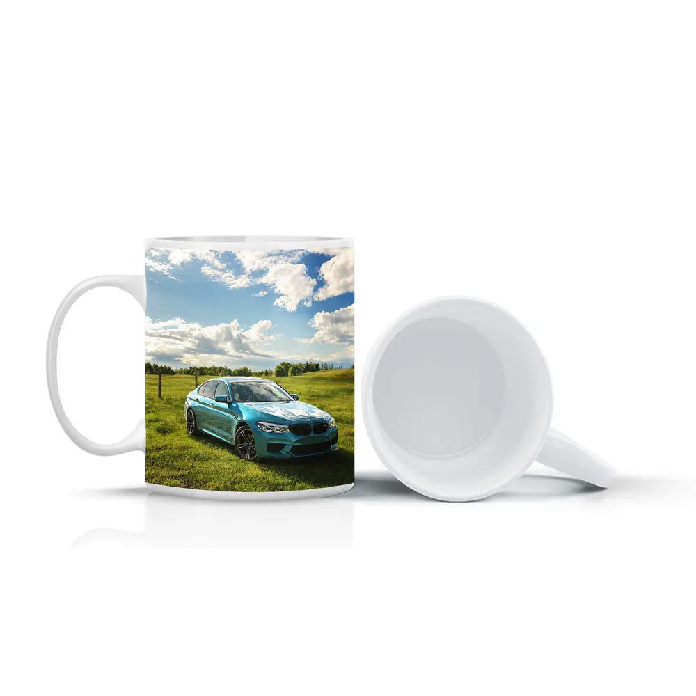 BMW M5 Sedan Parked On Green Field – Mugs