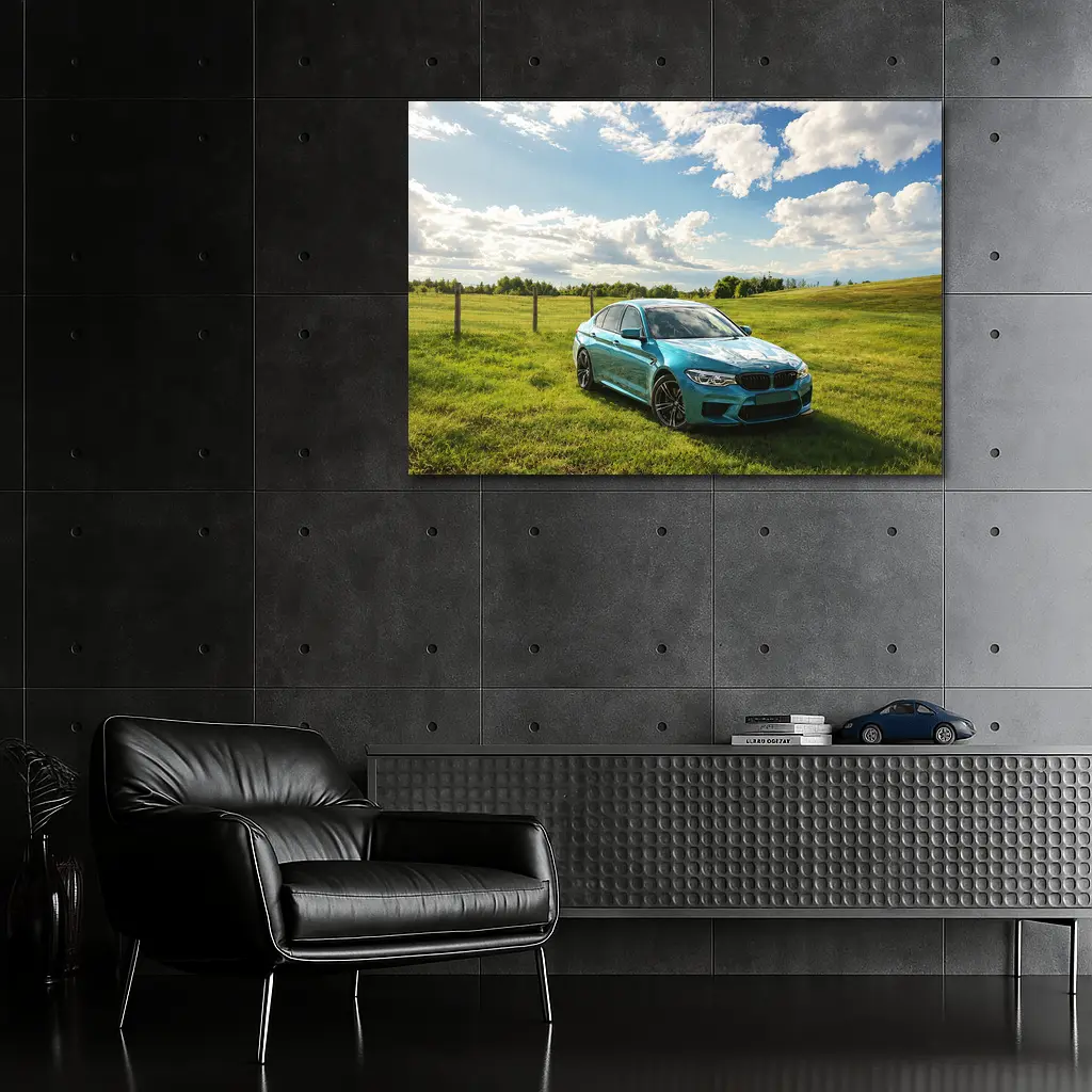 BMW M5 Sedan Parked On Green Field – Wall Art