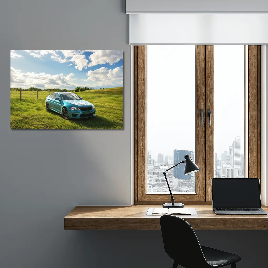 BMW M5 Sedan Parked On Green Field – Wall Art