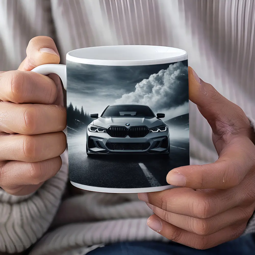 BMW M3 Front View Stormy Road – Mugs