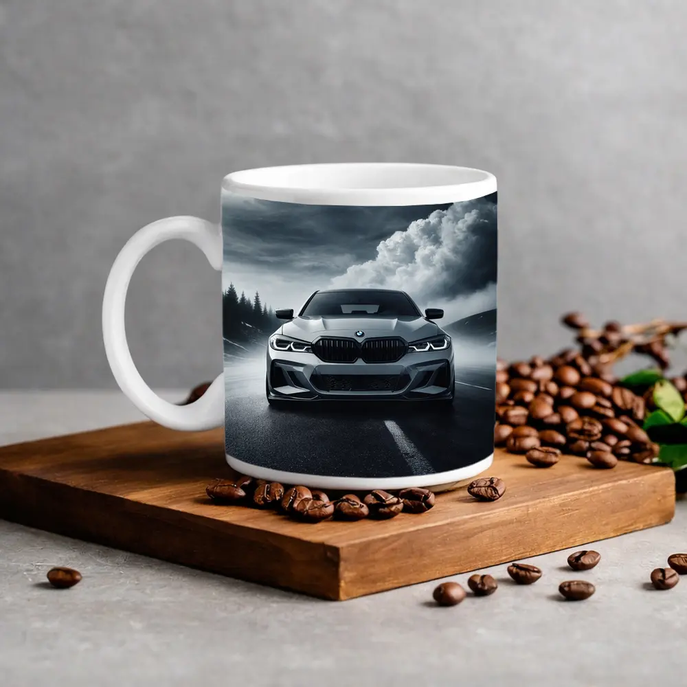 BMW M3 Front View Stormy Road – Mugs
