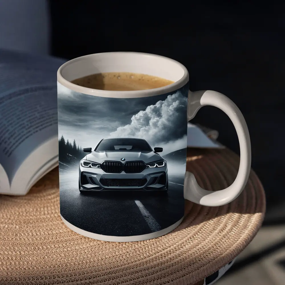 BMW M3 Front View Stormy Road – Mugs