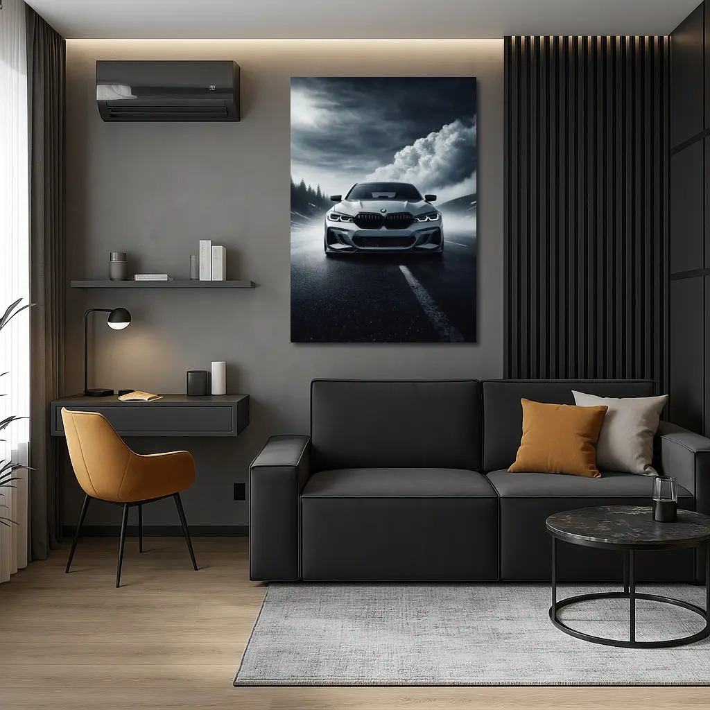BMW M3 Front View Stormy Road – Wall Art