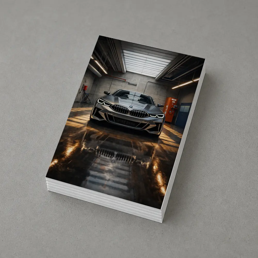 BMW Eight Series Parked Inside Industrial Garage – Postcards