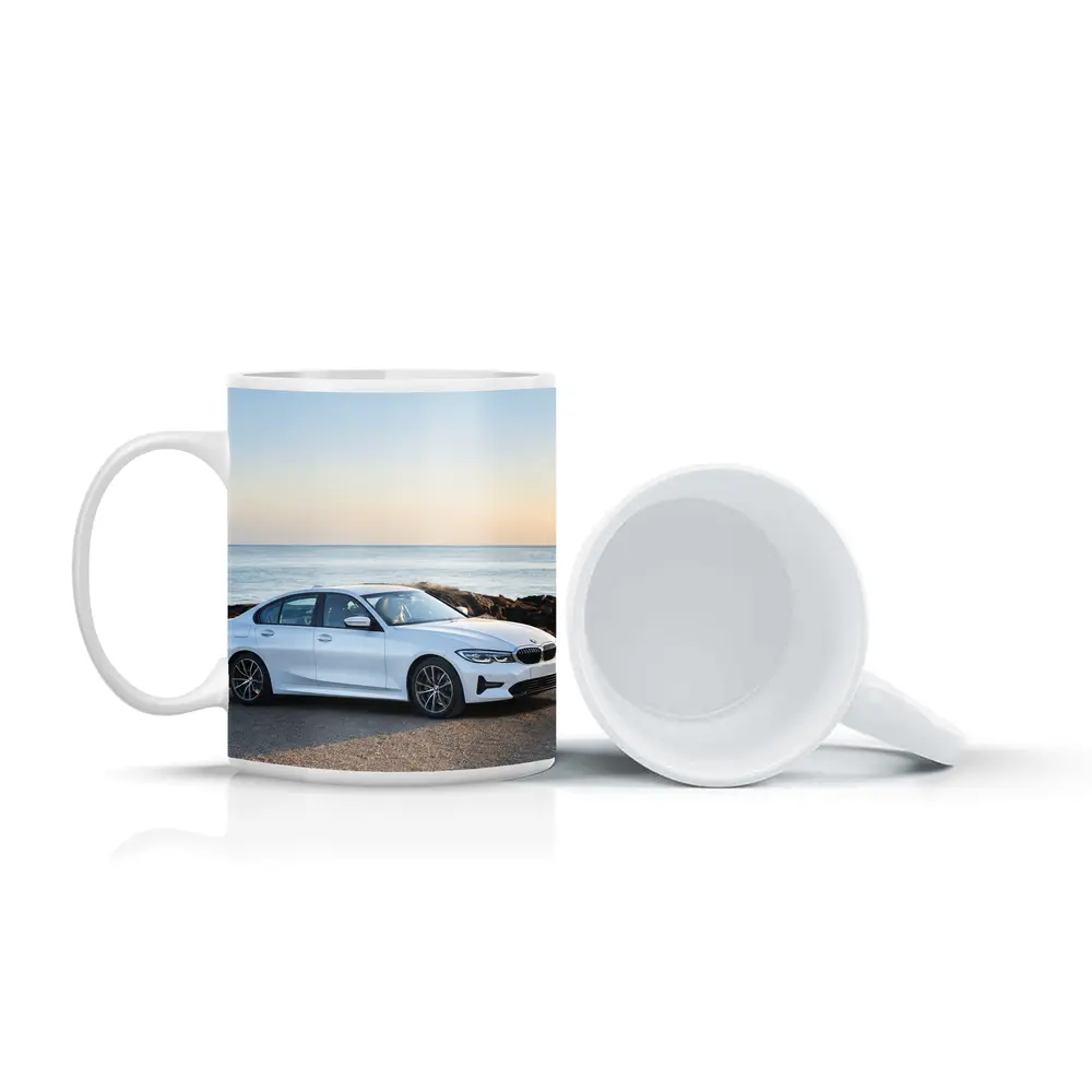 BMW 3 Series White Sedan Ocean Coast – Mugs