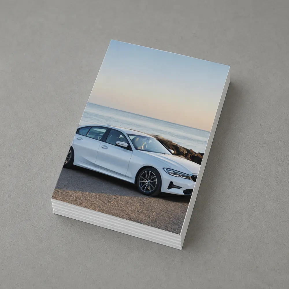BMW 3 Series White Sedan Ocean Coast – Postcards