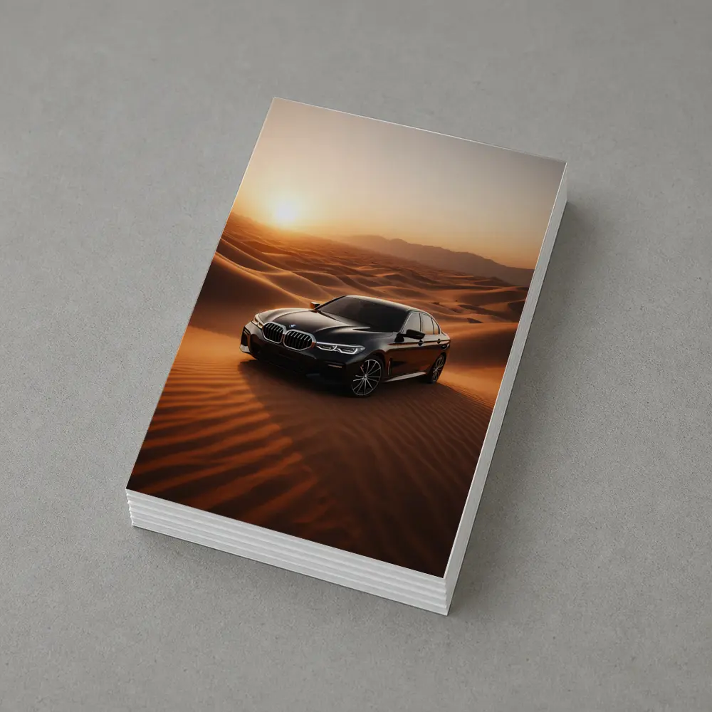 BMW 3 Series Black Sedan Desert Sunset – Postcards