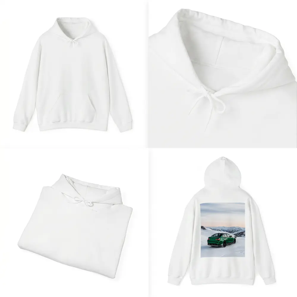 BMW M3 Green Sedan Snowy Mountain Scene – Hoodies