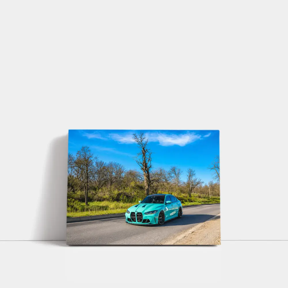 BMW M3 Tiffany Blue On Open Road – Wall Art