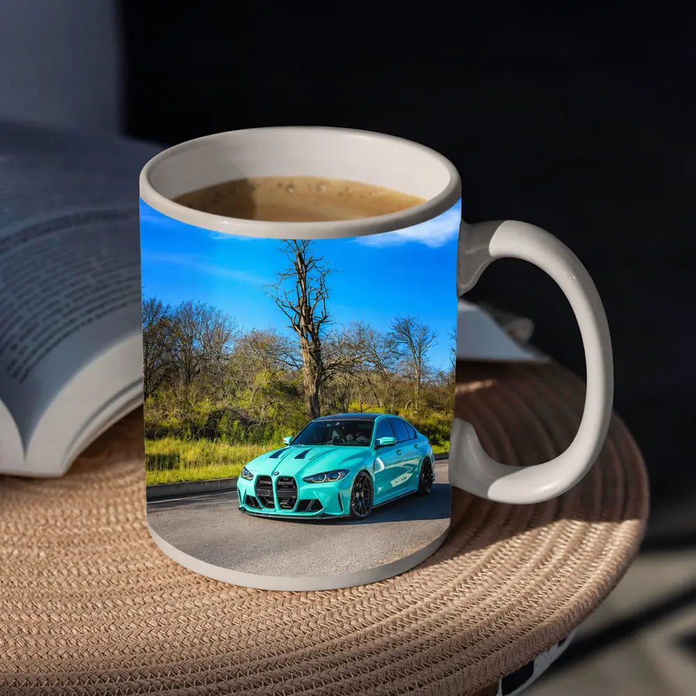 BMW M3 Tiffany Blue On Open Road – Mugs