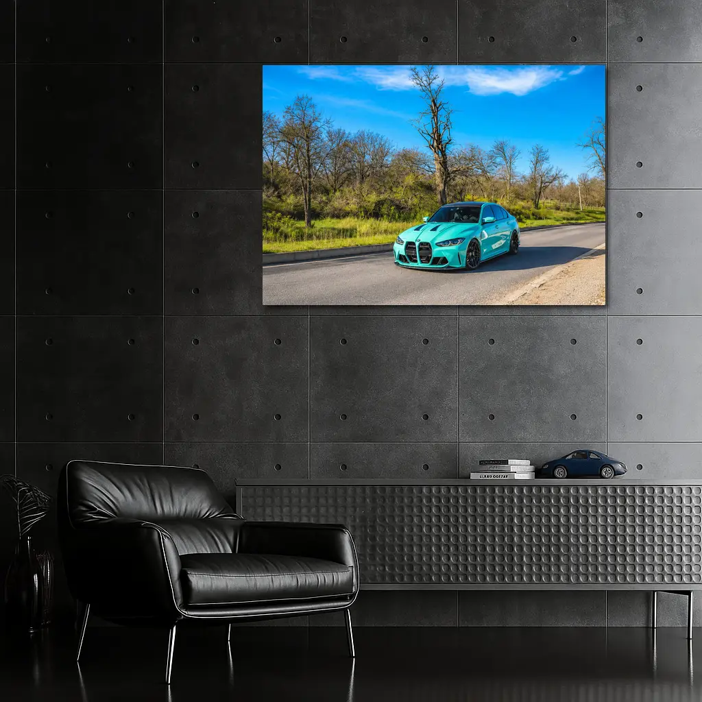 BMW M3 Tiffany Blue On Open Road – Wall Art