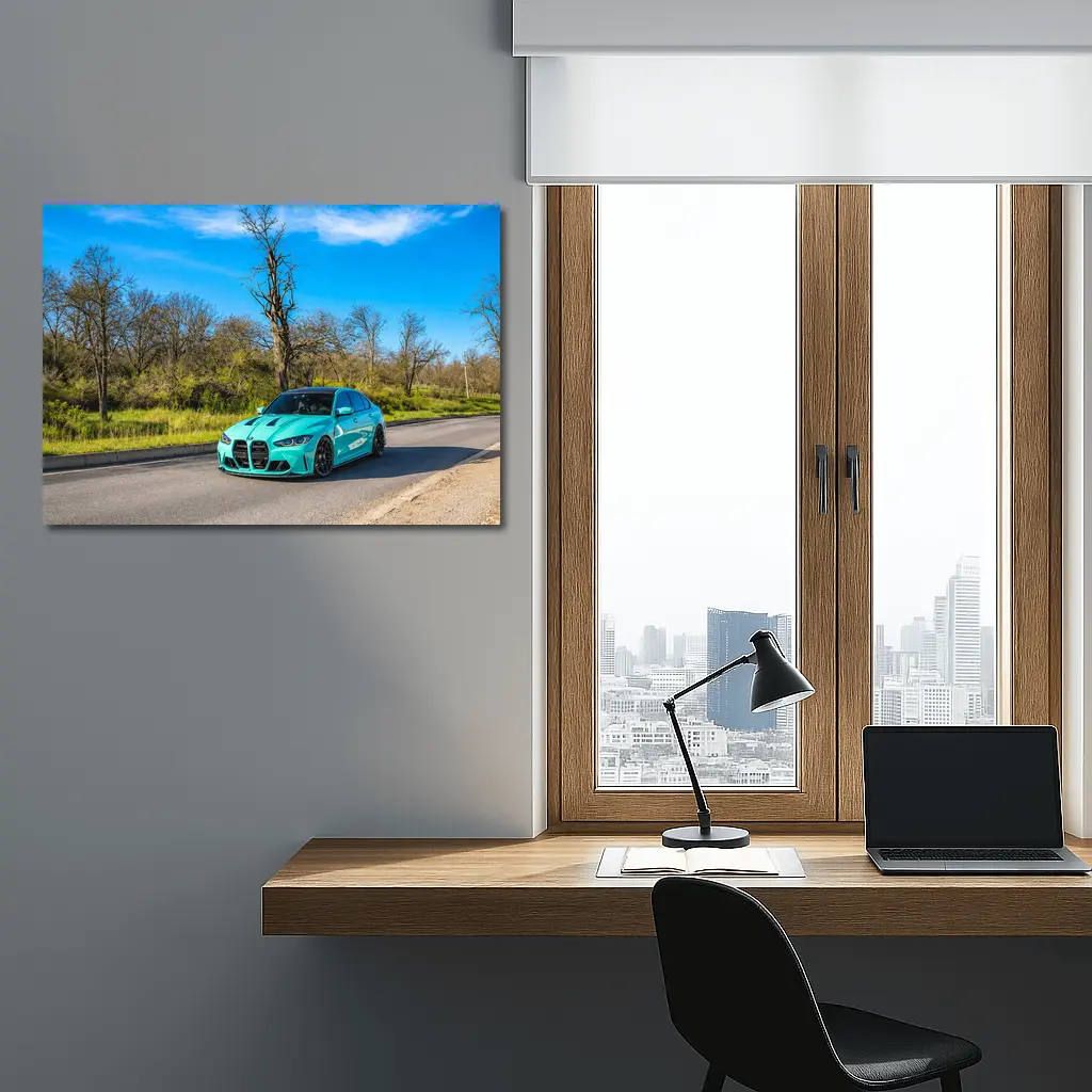 BMW M3 Tiffany Blue On Open Road – Wall Art