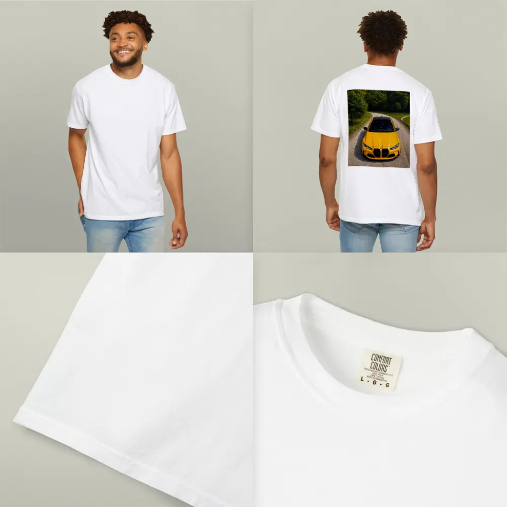 BMW M3 Yellow on Forest Gravel Road – T-Shirts