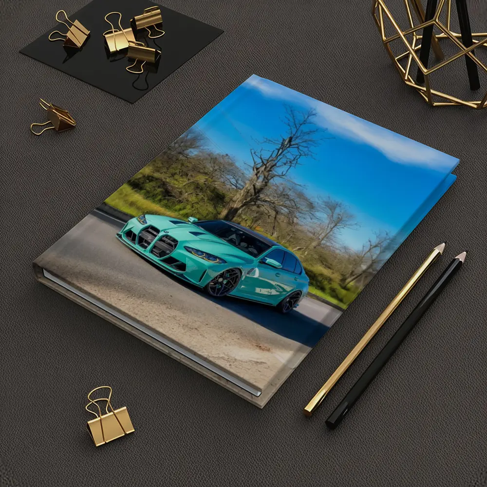 BMW M3 Teal Wrap On Open Road – Notebooks