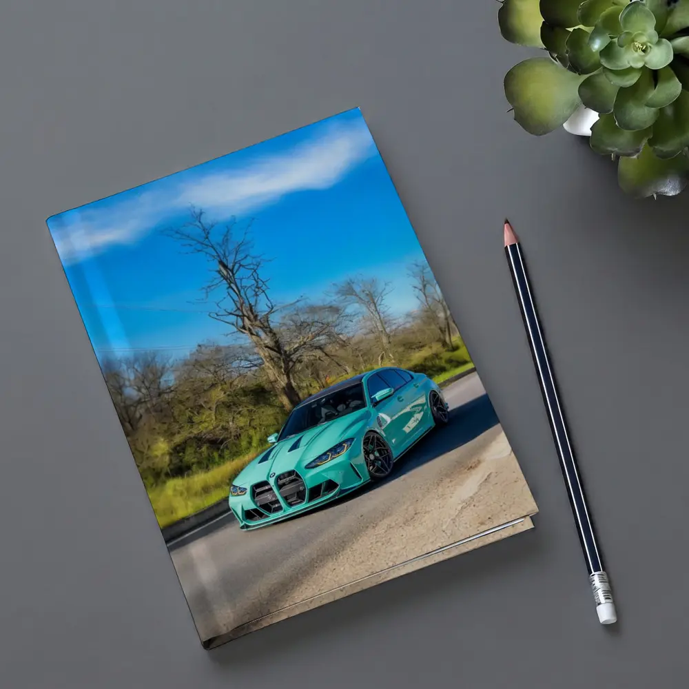 BMW M3 Teal Wrap On Open Road – Notebooks