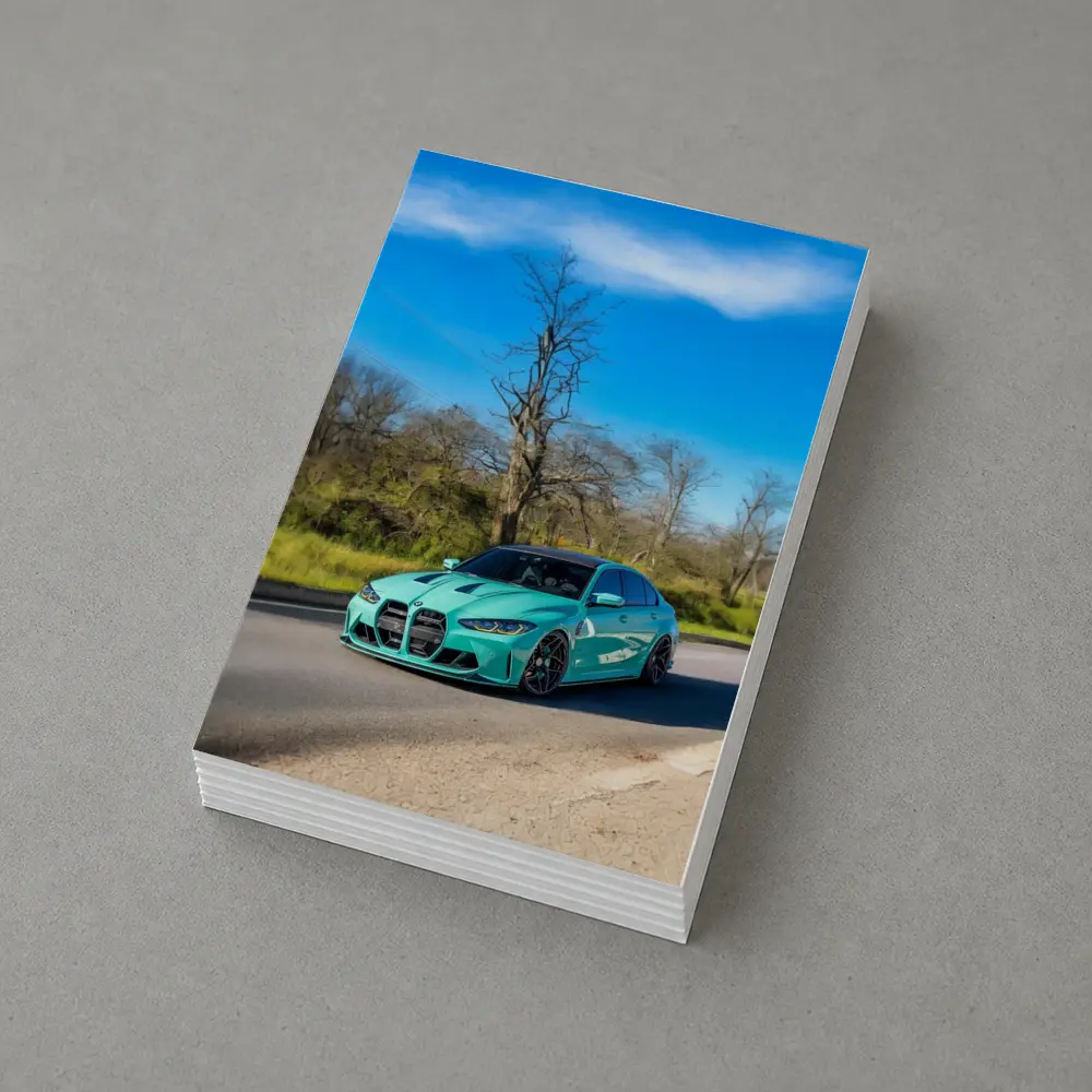 BMW M3 Teal Wrap On Open Road – Postcards