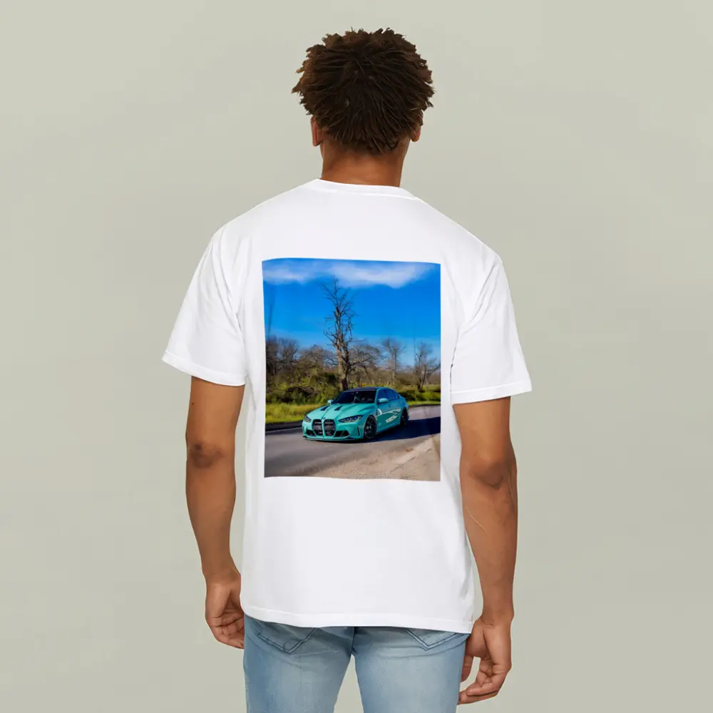 BMW M3 Teal Wrap On Open Road – T-Shirts