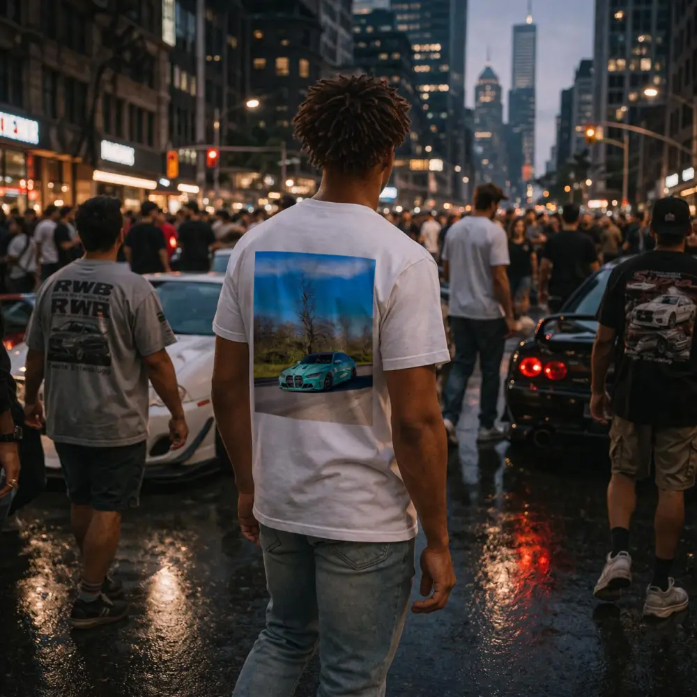 BMW M3 Teal Wrap On Open Road – T-Shirts