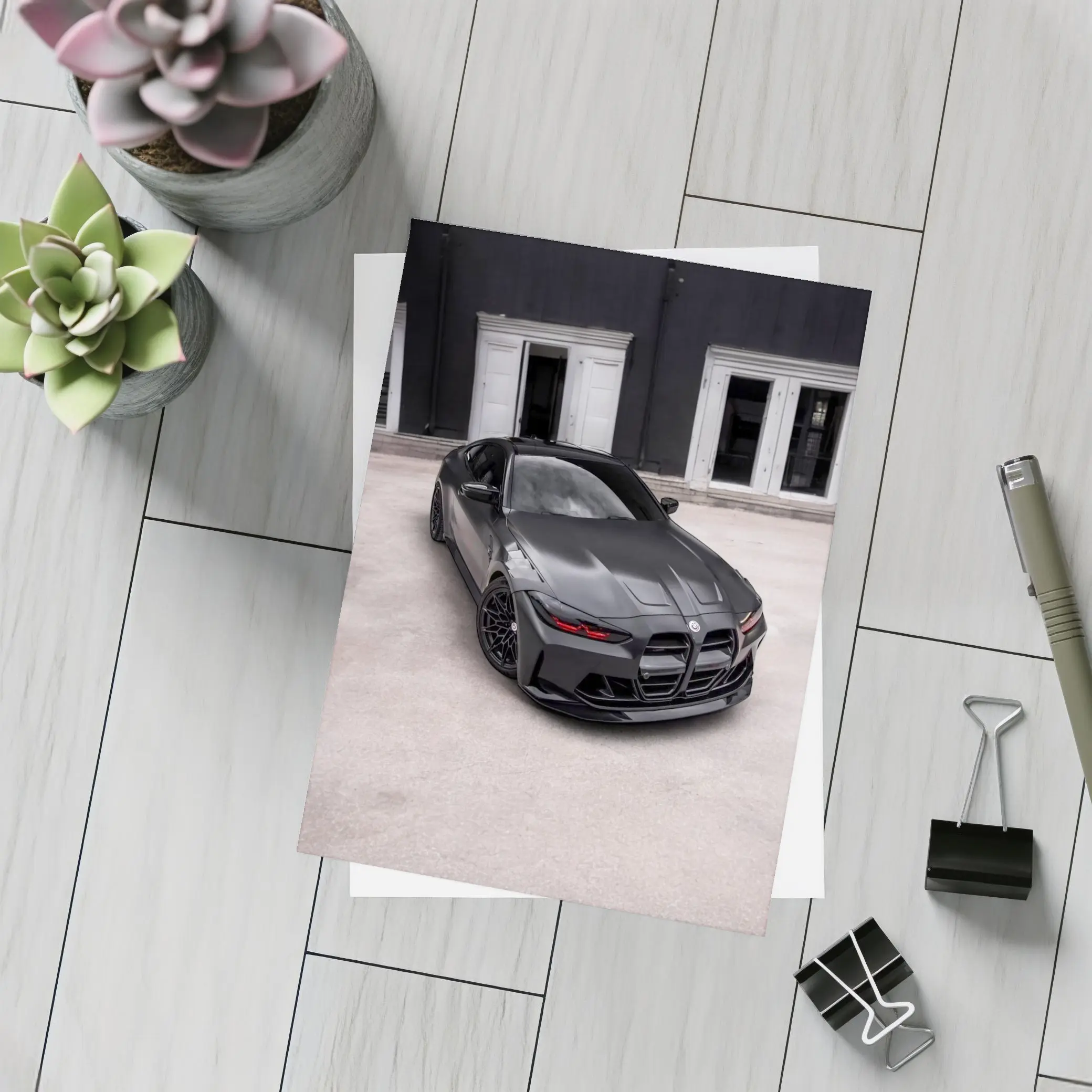 BMW M4 Black Coupe Urban Setting – Postcards