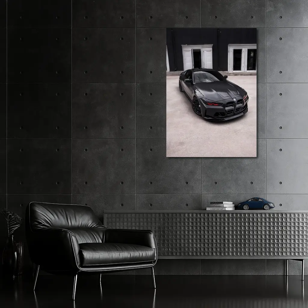 BMW M4 Black Coupe Urban Setting – Wall Art