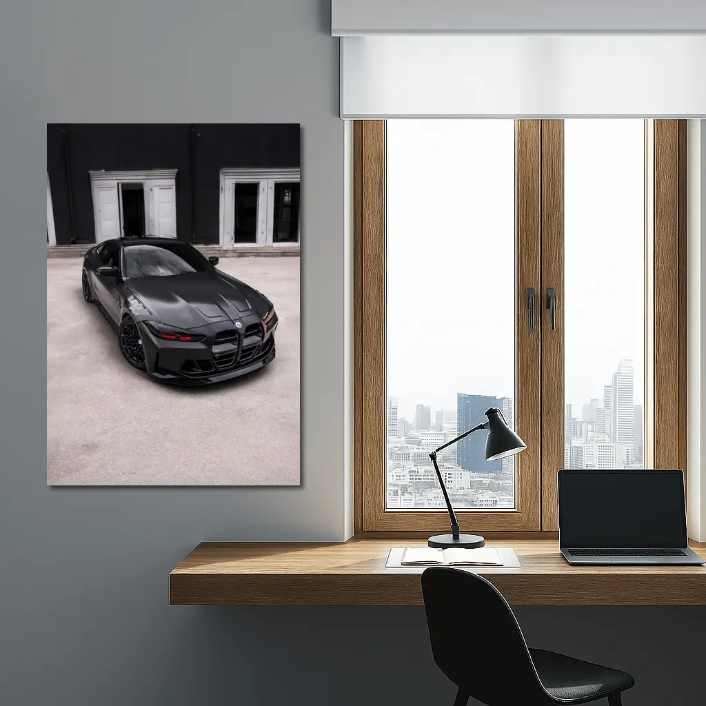 BMW M4 Black Coupe Urban Setting – Wall Art