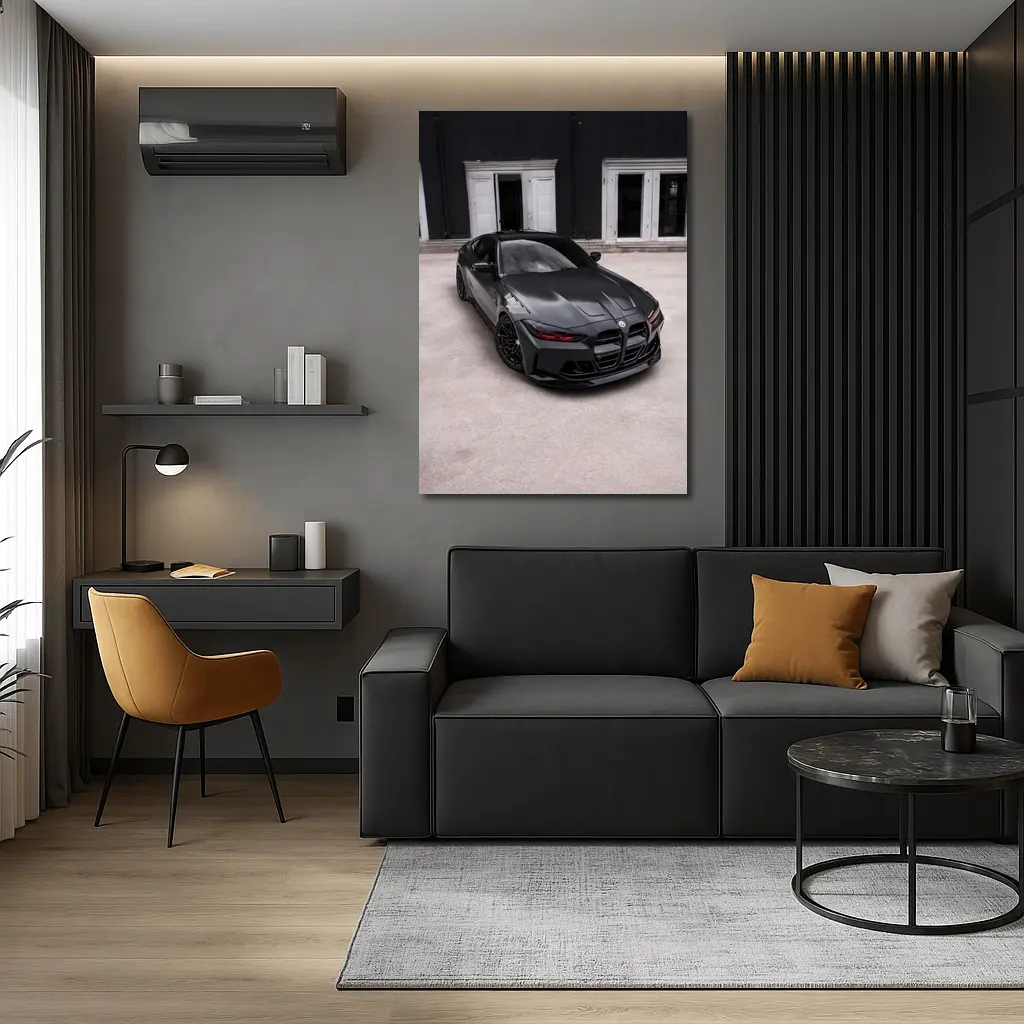 BMW M4 Black Coupe Urban Setting – Wall Art